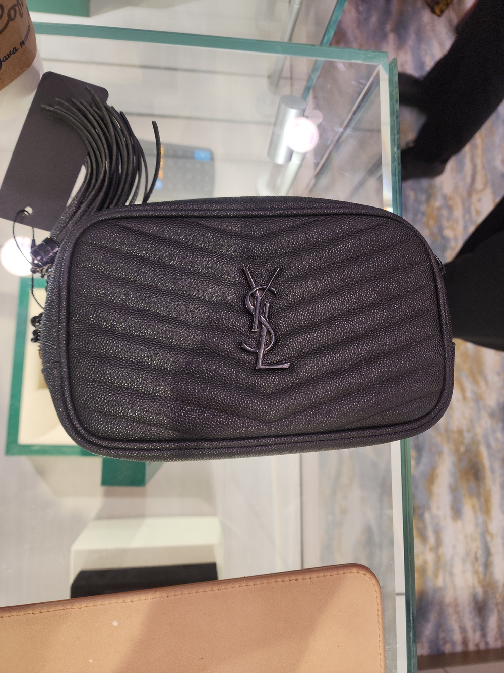 Saint Laurent Black Quilted Leather Crossbody Bag with Tassel
